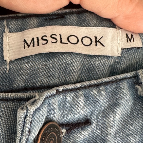 Misslook Floral Painted Distressed Mom Jeans High Rise Art To Wear Medium 8-10 - Picture 5 of 7